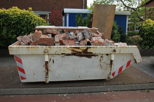 Construction site with organized waste removal